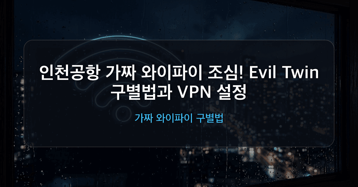 가짜 와이파이 구별법 2026: 인천공항 Evil Twin 피하는 법과 VPN 설정