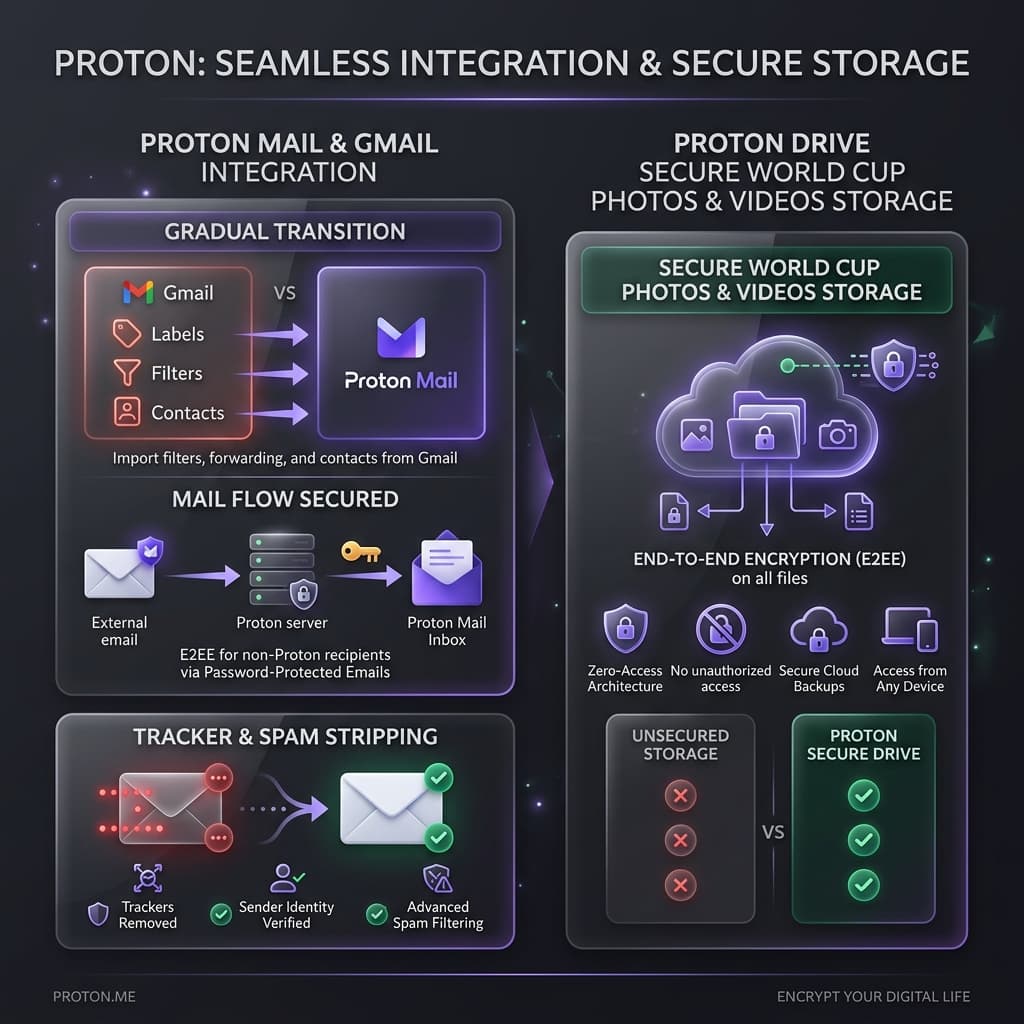 Proton mail and drive comparison structure